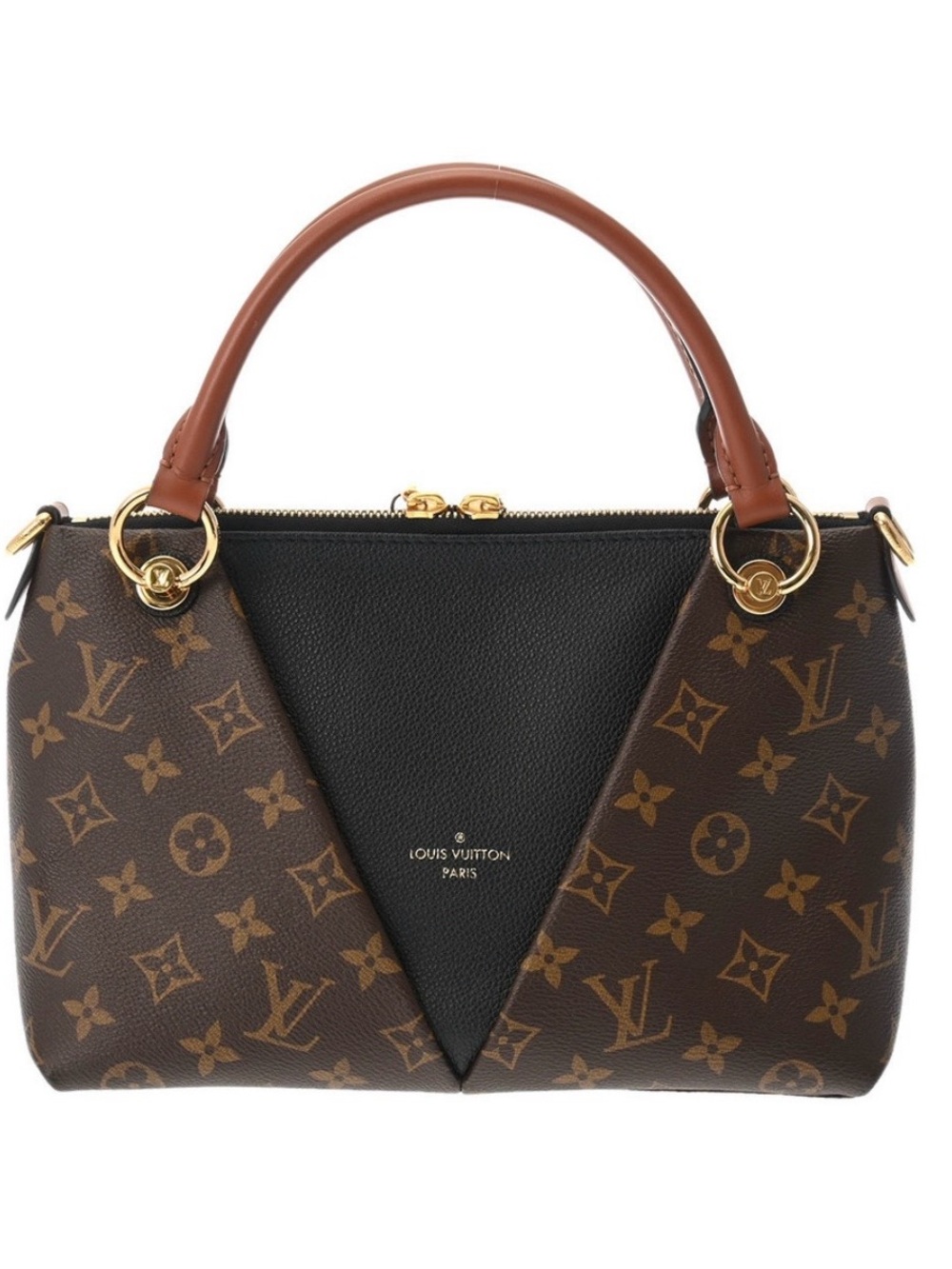 Louis Vuitton Brown Monogram with Black Center Top-Handle Bag